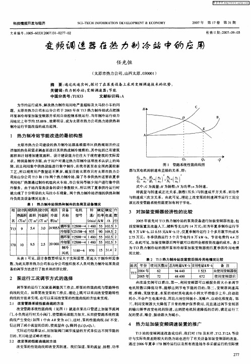 变频调速器在热力制冷站中的应用