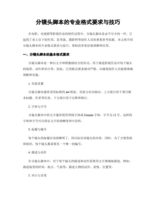 分镜头脚本的专业格式要求与技巧