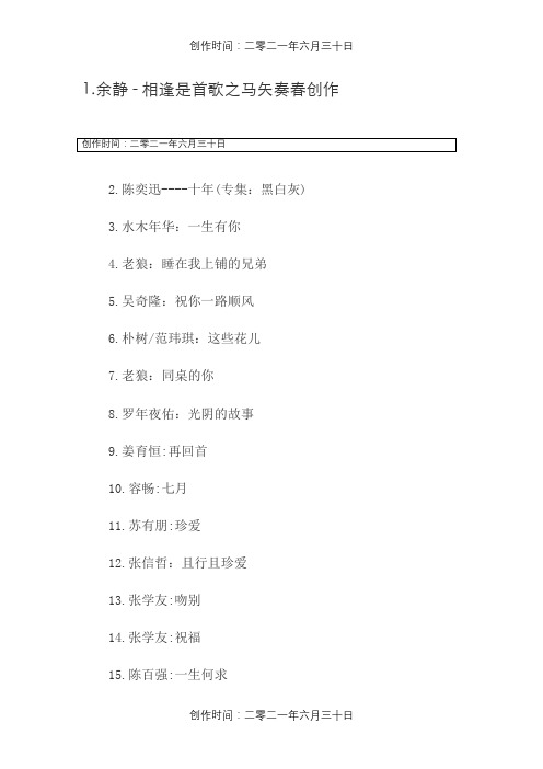 适合同学聚会的100首歌曲