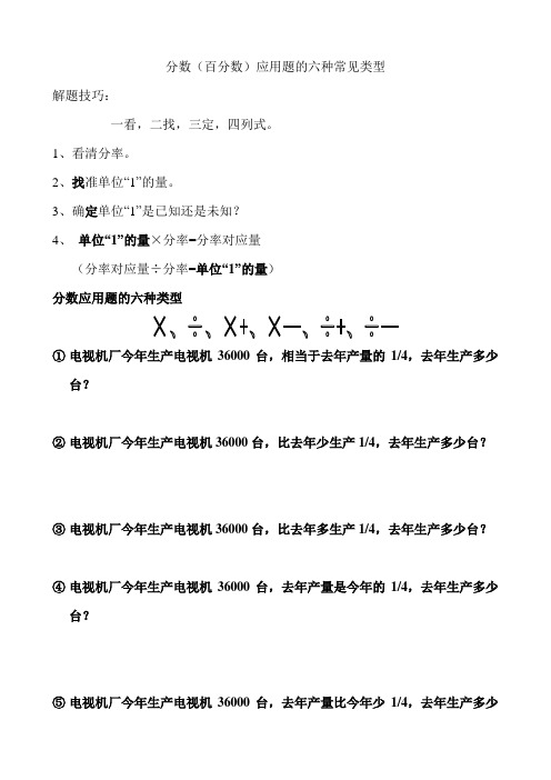 分数(百分数)应用题的六种常见类型