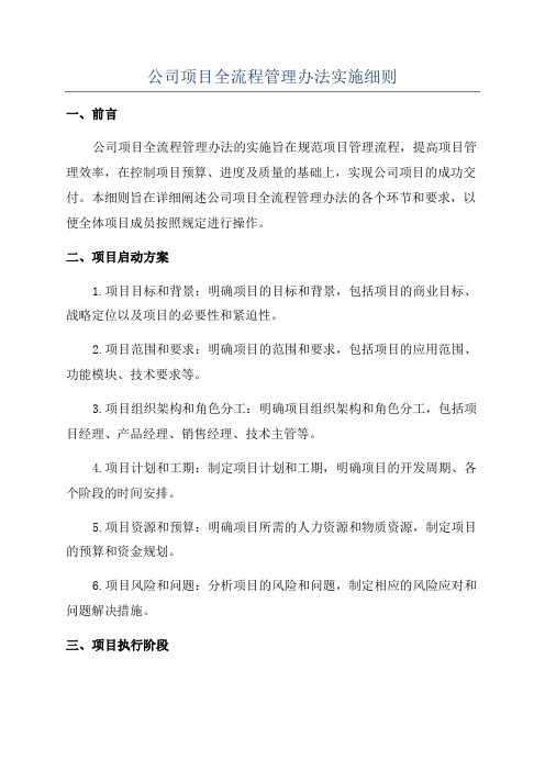 公司项目全流程管理办法实施细则