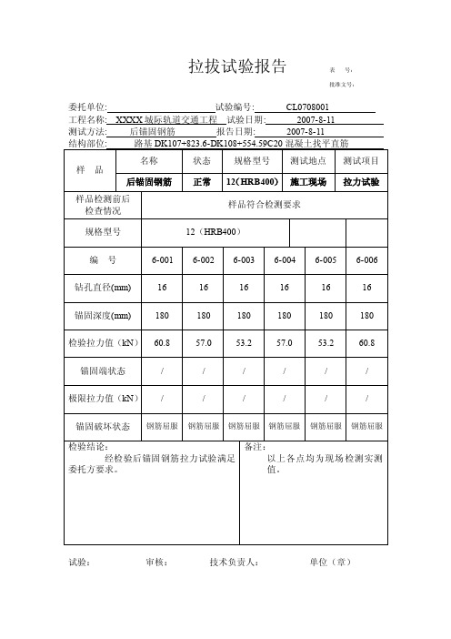 拉拔试验报告