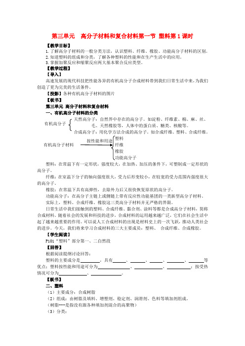 高中化学 《高分子材料和复合材料》教案1 苏教版选修1