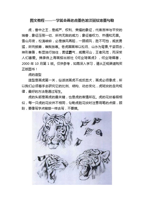 图文教程——一学就会画老虎墨色浓淡斑纹浓墨勾勒