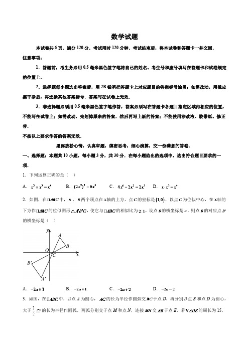 山东省枣庄市部分中学2024届九年级下学期中考一模数学试卷(含解析)