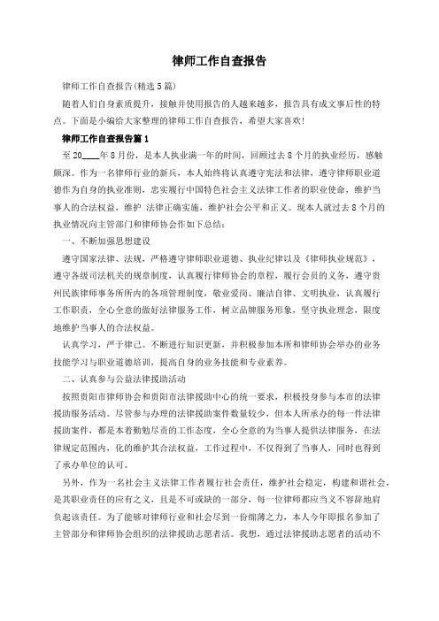 律师工作自查报告