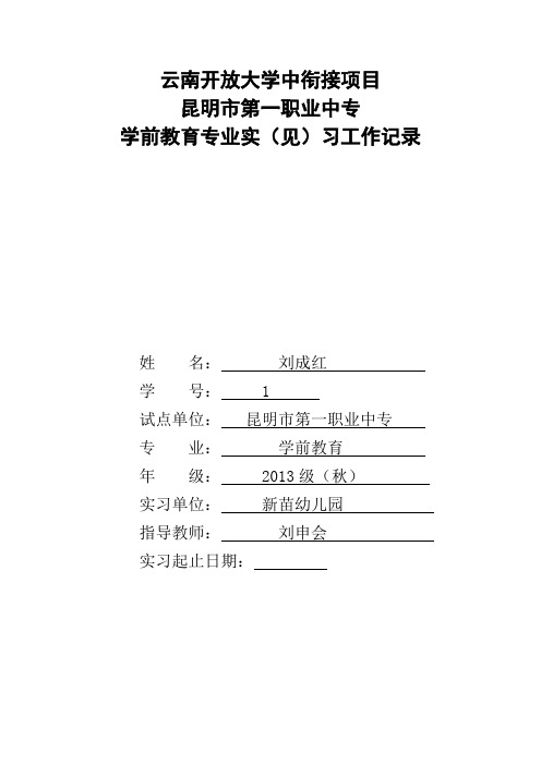 学前教育专业实习工作记录