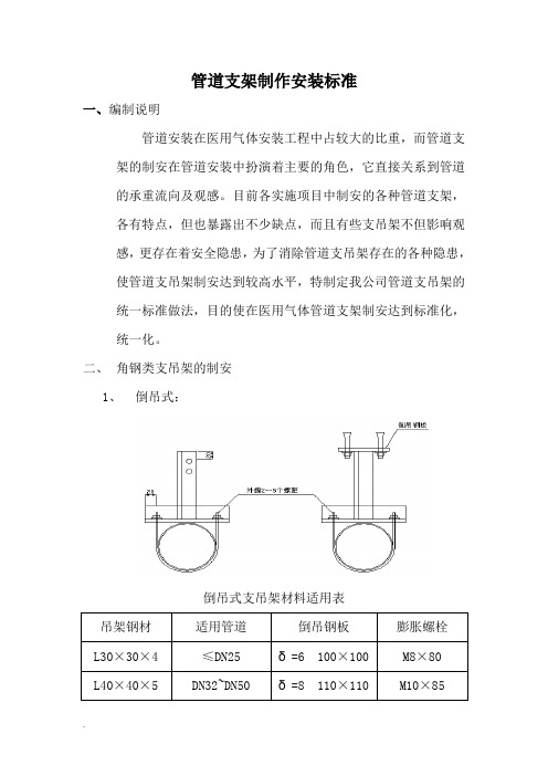 管道支架制作安装标准