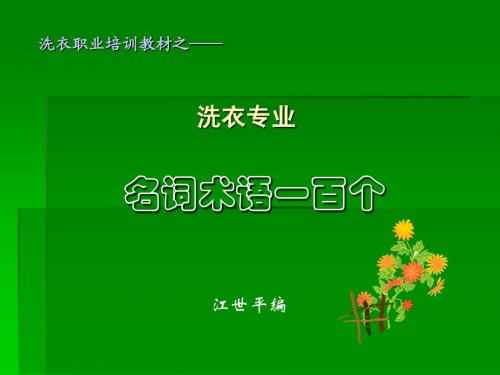 洗衣职业培训教材之《专业名词术语100个》