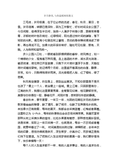 岁月静美,与你温暖相依散文