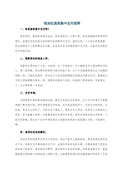 信用社国库集中支付流程