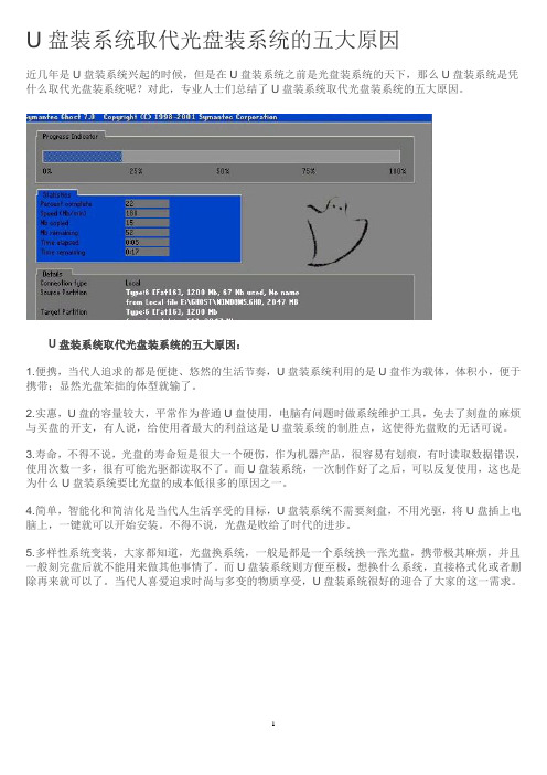 U盘装系统取代光盘装系统的五大原因