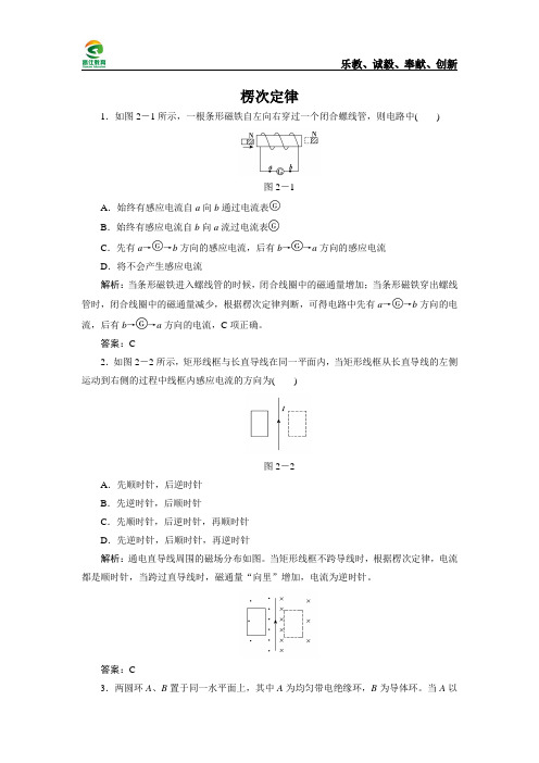 楞次定律课后练习题(含答案)