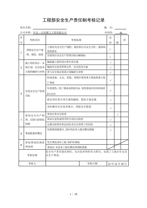 安全生产责任制考核表(全)