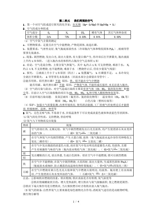 初三化学第二单元知识点