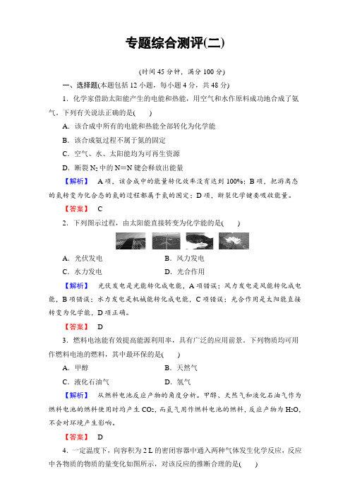 2017-2018学年高一化学必修2专题综合测评2 含解析 精