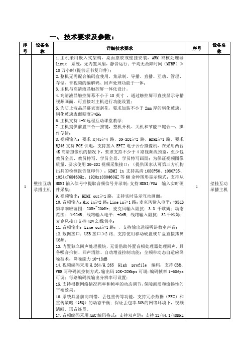 技术要求及参数