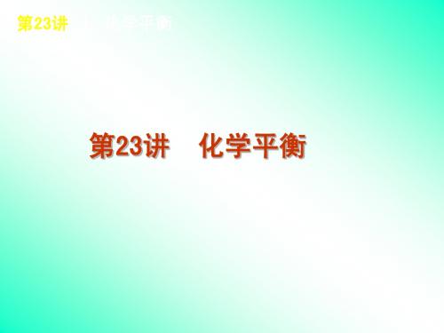 高三化学第一轮复习课件23讲-化学平衡