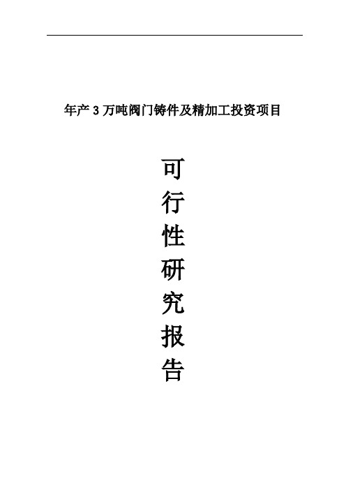 年产3万吨阀门铸件及精加工投资项目可行性研究报告