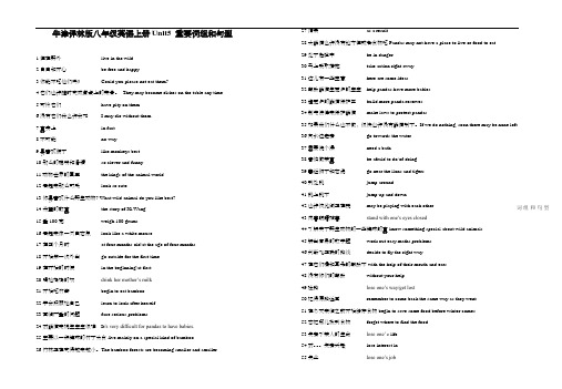 牛津译林版八年级英语上册Unit5 重要词组和句型