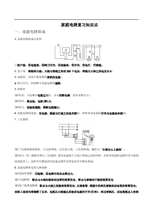 初中物理家庭电路与安全用电知识点