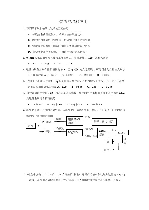 课时练习-镁的提取和应用2