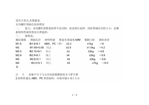 塑料件自攻螺钉底孔