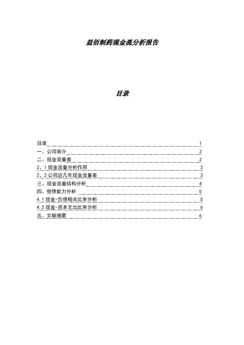 益佰制药现金流量分析