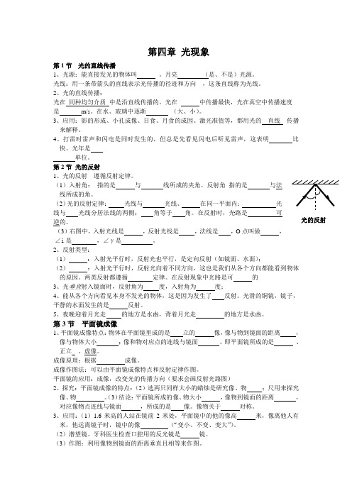 人教版物理八年级上册期末复习专题-第四章 光现象