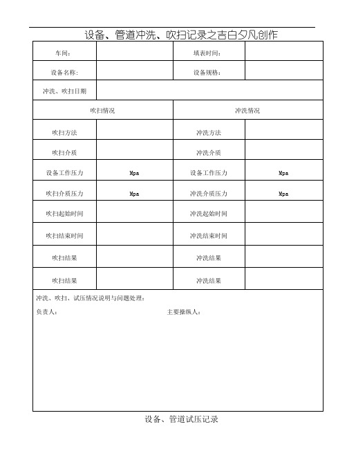 管道冲洗、吹扫、清洗记录定稿