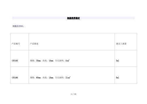 各种培养瓶培养皿规格及加液量