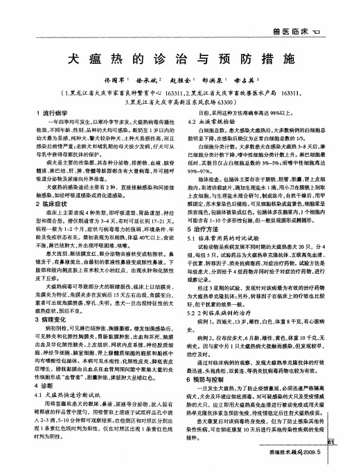 犬瘟热的诊治与预防措施