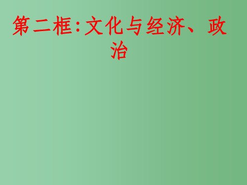 高中政治 第一单元 第一课 第二框 文化与经济政治课件 新人教版必修3