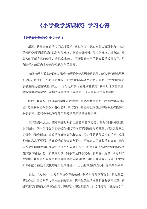 《小学数学新课标》学习心得