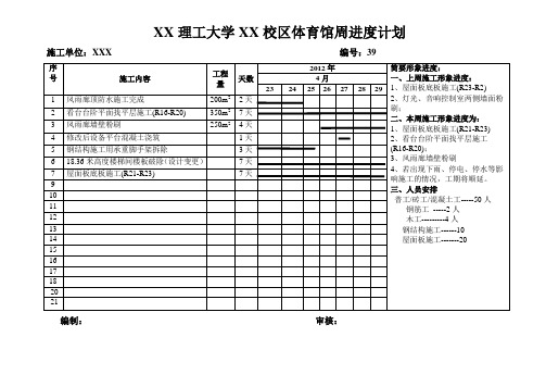 周进度计划表实例