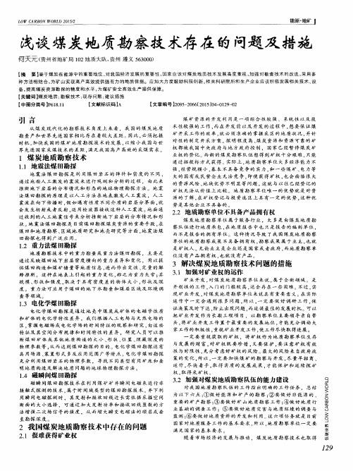 浅谈煤炭地质勘察技术存在的问题及措施