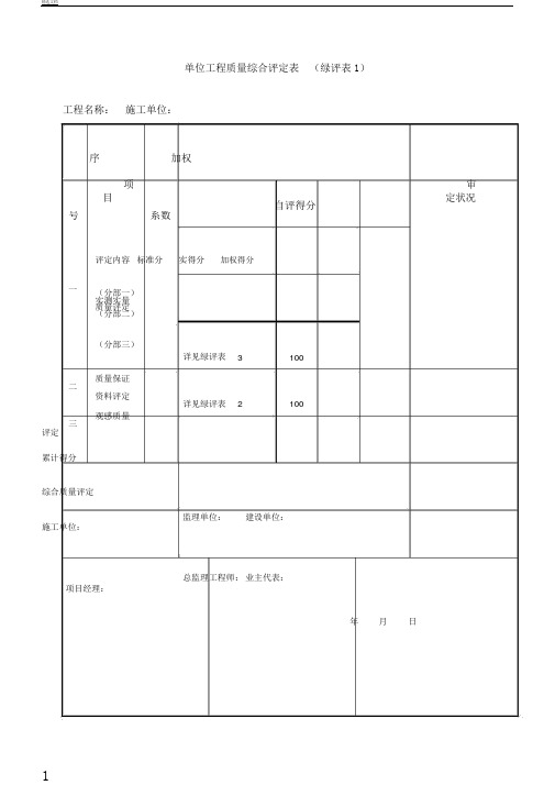 绿化工程评定表格范例