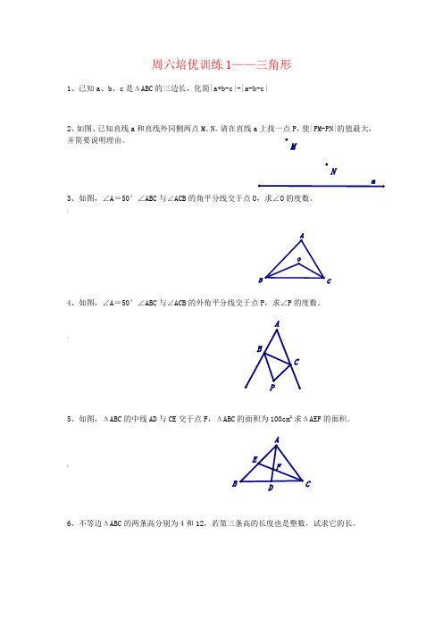 三角形培优精选题大全