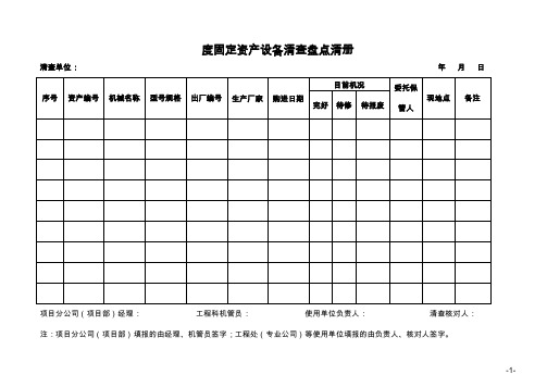 年度固定资产设备清查盘点清册