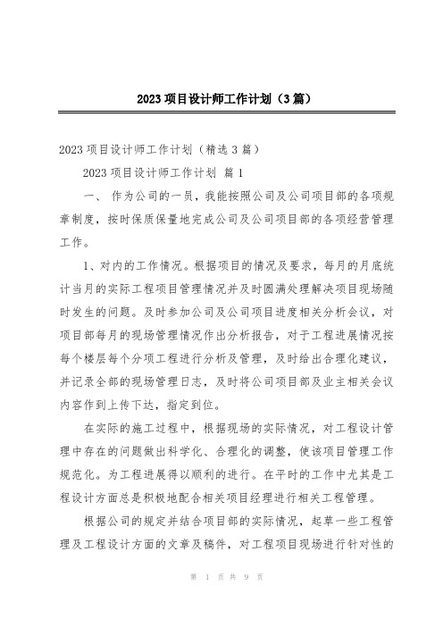 2023项目设计师工作计划(3篇)