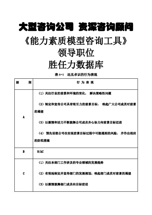 CMC大师著《能力素质模型咨询工具》胜任力数据库