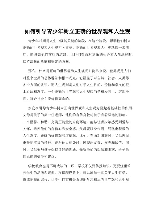 如何引导青少年树立正确的世界观和人生观