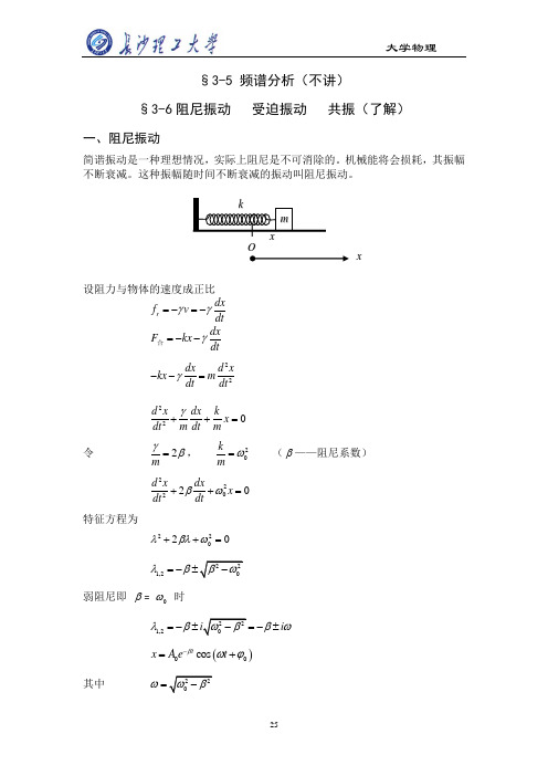 大学物理阻尼、受迫、共振、机械波