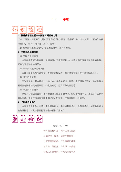 七年级地理下册 第八章 东半球其他的地区和国家 8.1 中东速记技巧 (新版)新人教版
