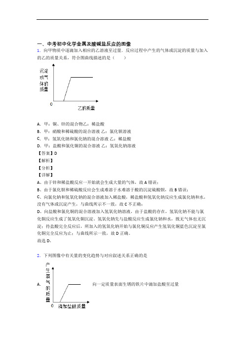 全国中考化学金属及酸碱盐反应的图像的综合中考模拟和真题分类汇总含详细答案