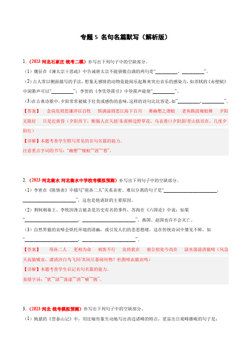 专题5 名句名篇默写(解析版)