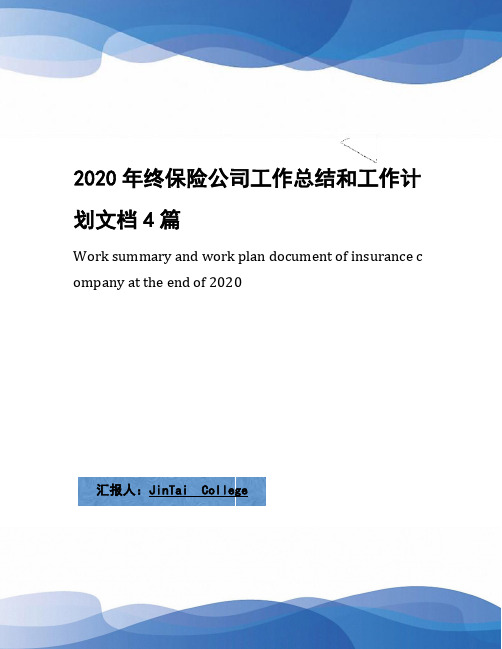 2020年终保险公司工作总结和工作计划文档4篇