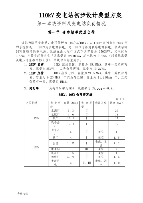 110kV变电站初步设计典型方案