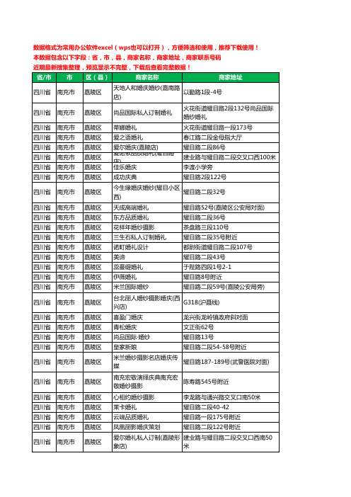 2020新版四川省南充市嘉陵区婚庆公司工商企业公司商家名录名单联系电话号码地址大全44家