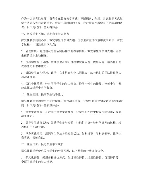 探究性教师心得体会